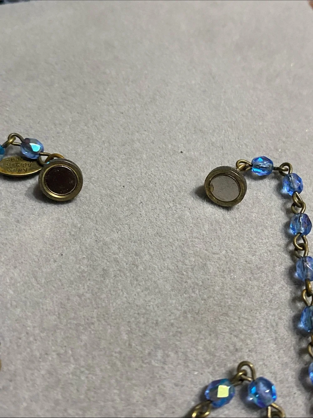 VTG Blue Floral Crystal Pendant Necklace